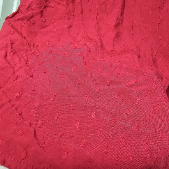 Catherine's Women’s Top Red Square Neck Crochet Lace Trim Short Sleeve Size 1X - Picture 3 of 8